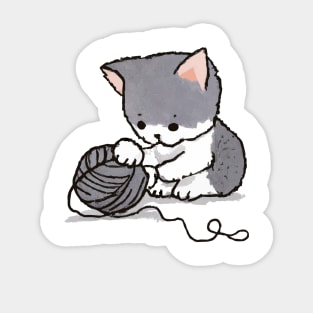 Kitten playing with yarn Sticker